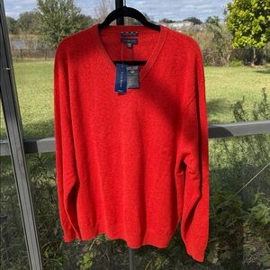 Club Room Bold burnt prance cashmere V-Neck Sweater